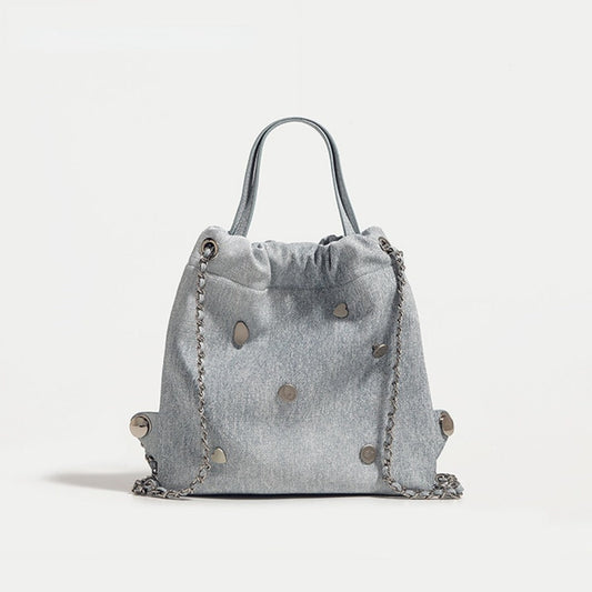 Denim blue chain backpack