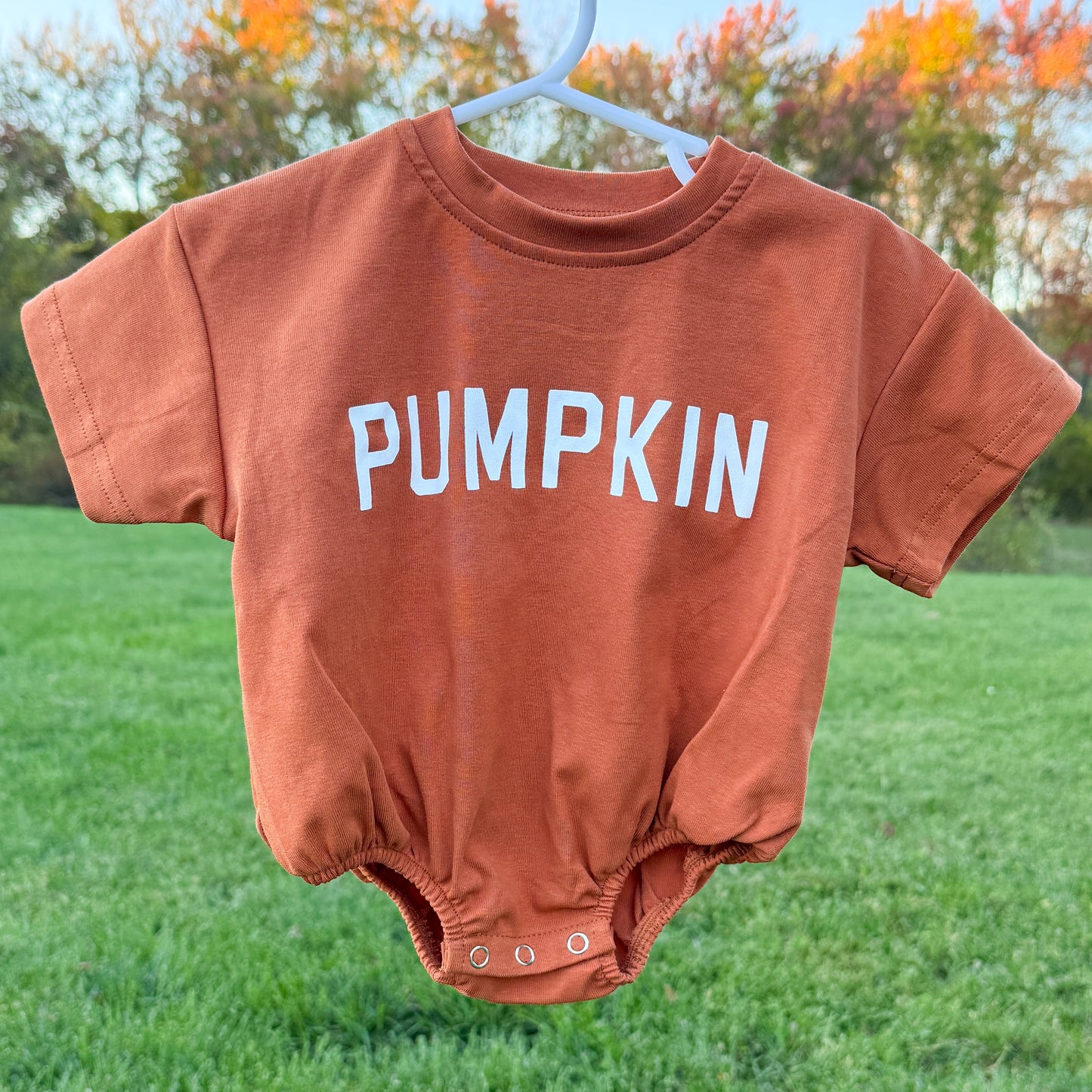 Pumpkin T-Shirt Bubble Romper - White or Orange