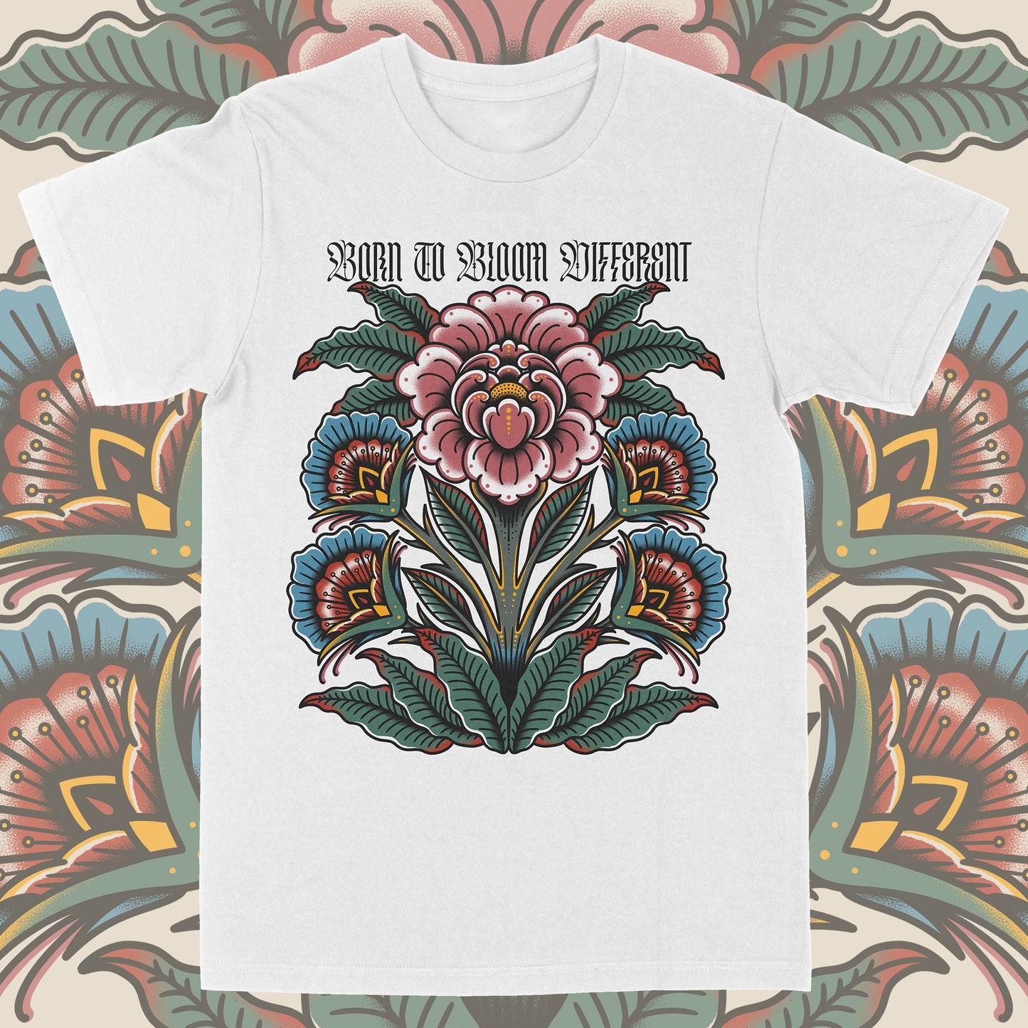 Bloom Different T-Shirt – Traditional Tattoo Flower Design