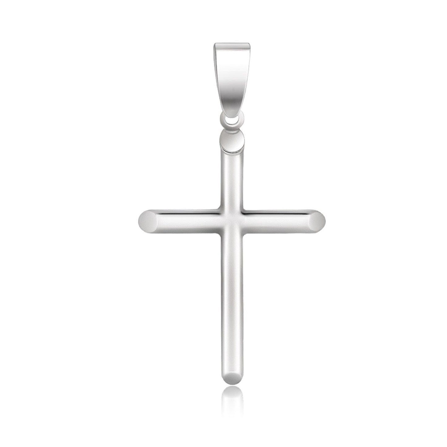 White Gold Slim Cross with Tapered Ends Pendant 14k