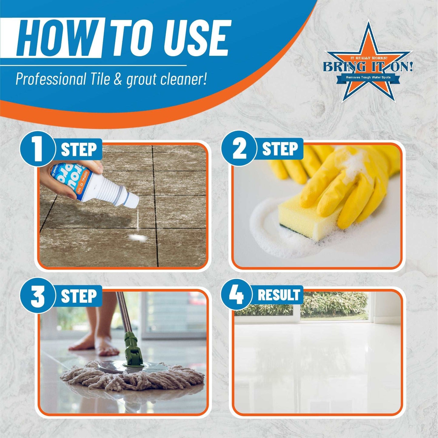 Bring It On Grout Pro Cleaner with Grout Cleaning Brush – 32Fl Oz