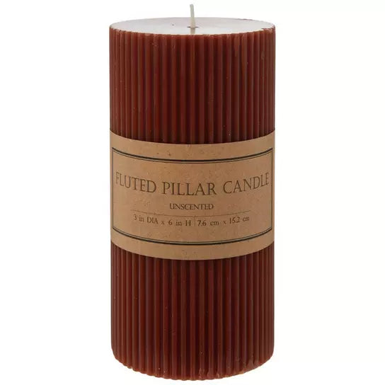 Maroon Fluted Pillar Candle