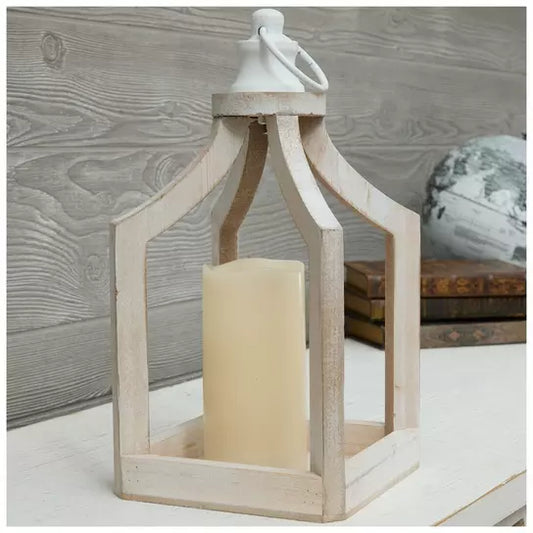 Rustic White Wood Lantern