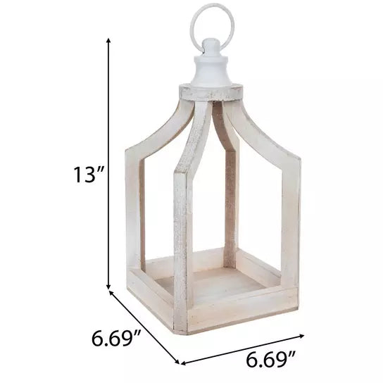 Rustic White Wood Lantern