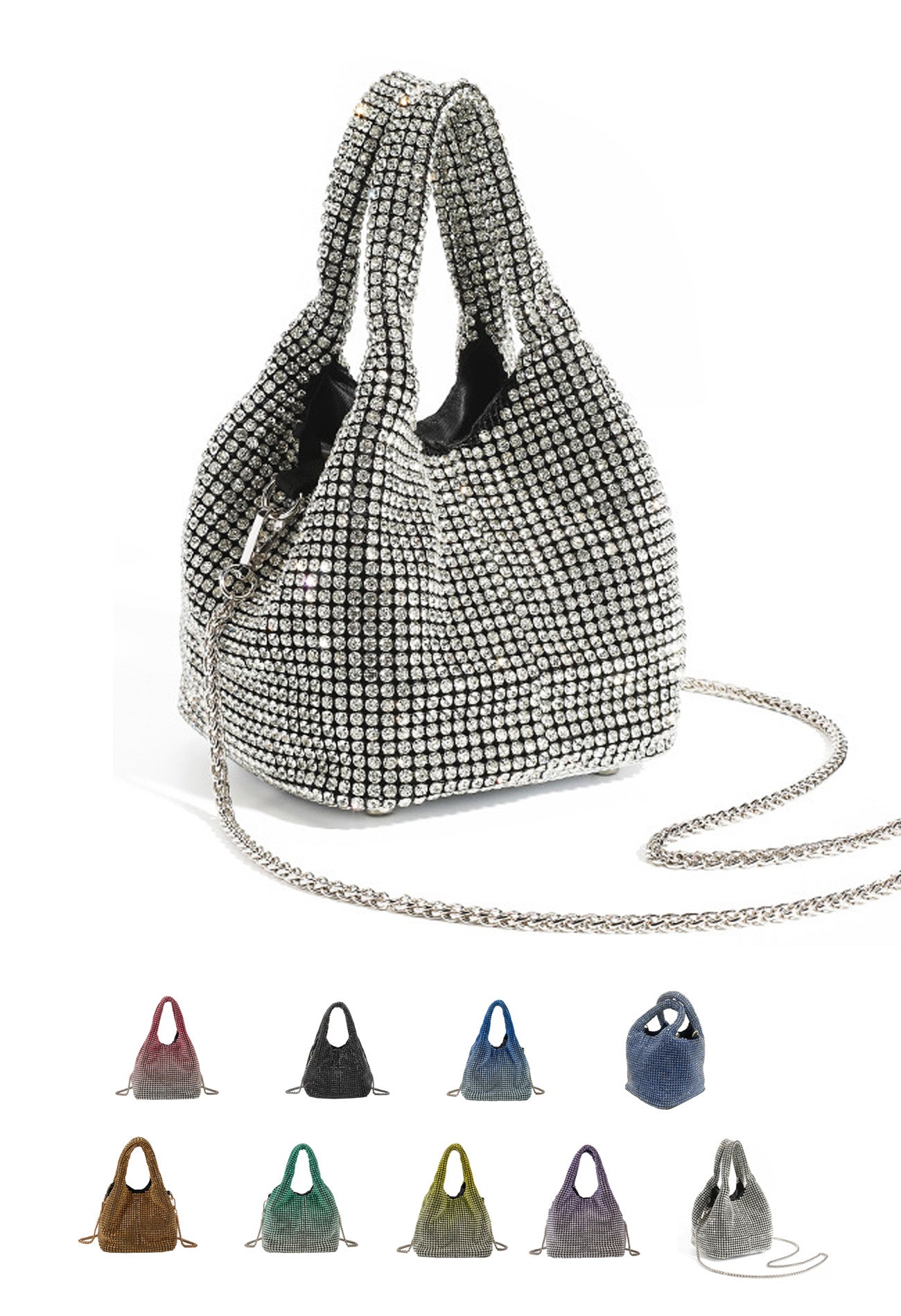 Bucket Rhinestone Chain Purse