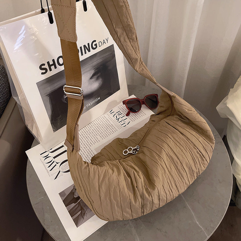 Nylon underarm shoulder crescent bag, hobo bag for women, French women underarm bag, crossbody bag lightweight