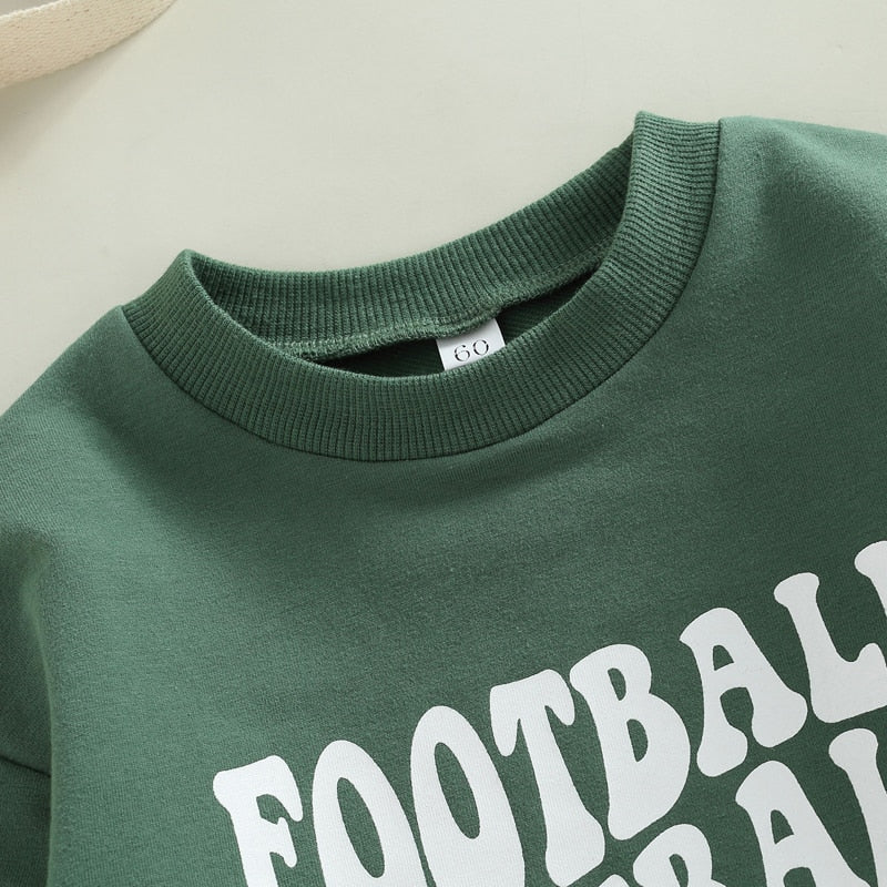 Infant Baby Boys Girls Bodysuit Long Sleeve Crew Neck Game Day Baby Football Print Jumpsuit Bubble Romper