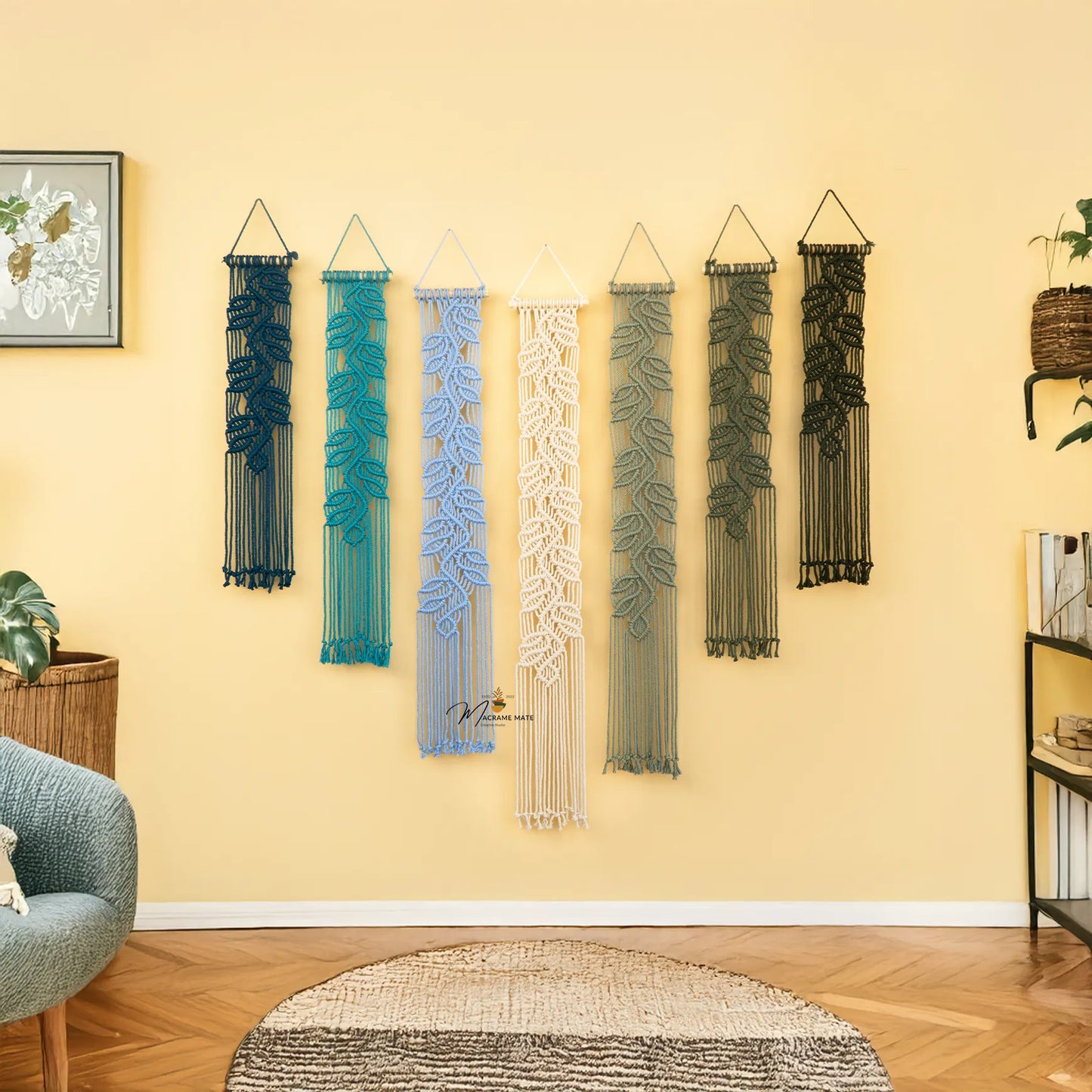 Blue to Green Macrame Wall Art