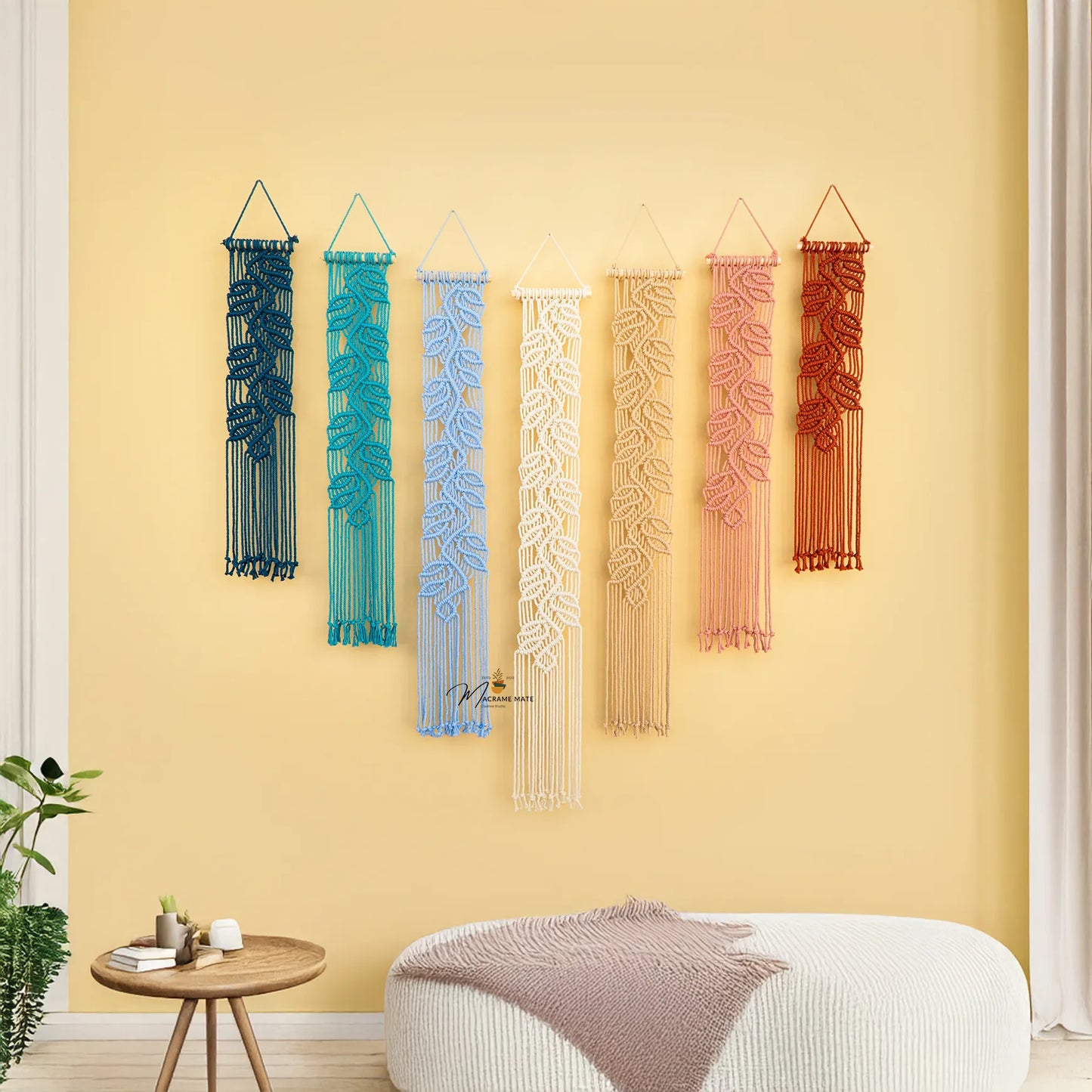 Blue Pink Macrame Wall Hanging