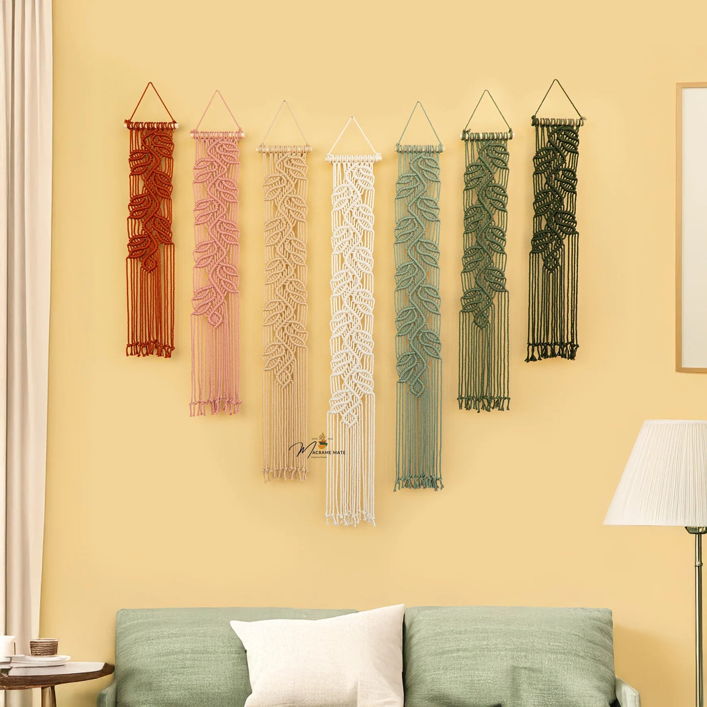 Pink Green Macrame Wall Hanging