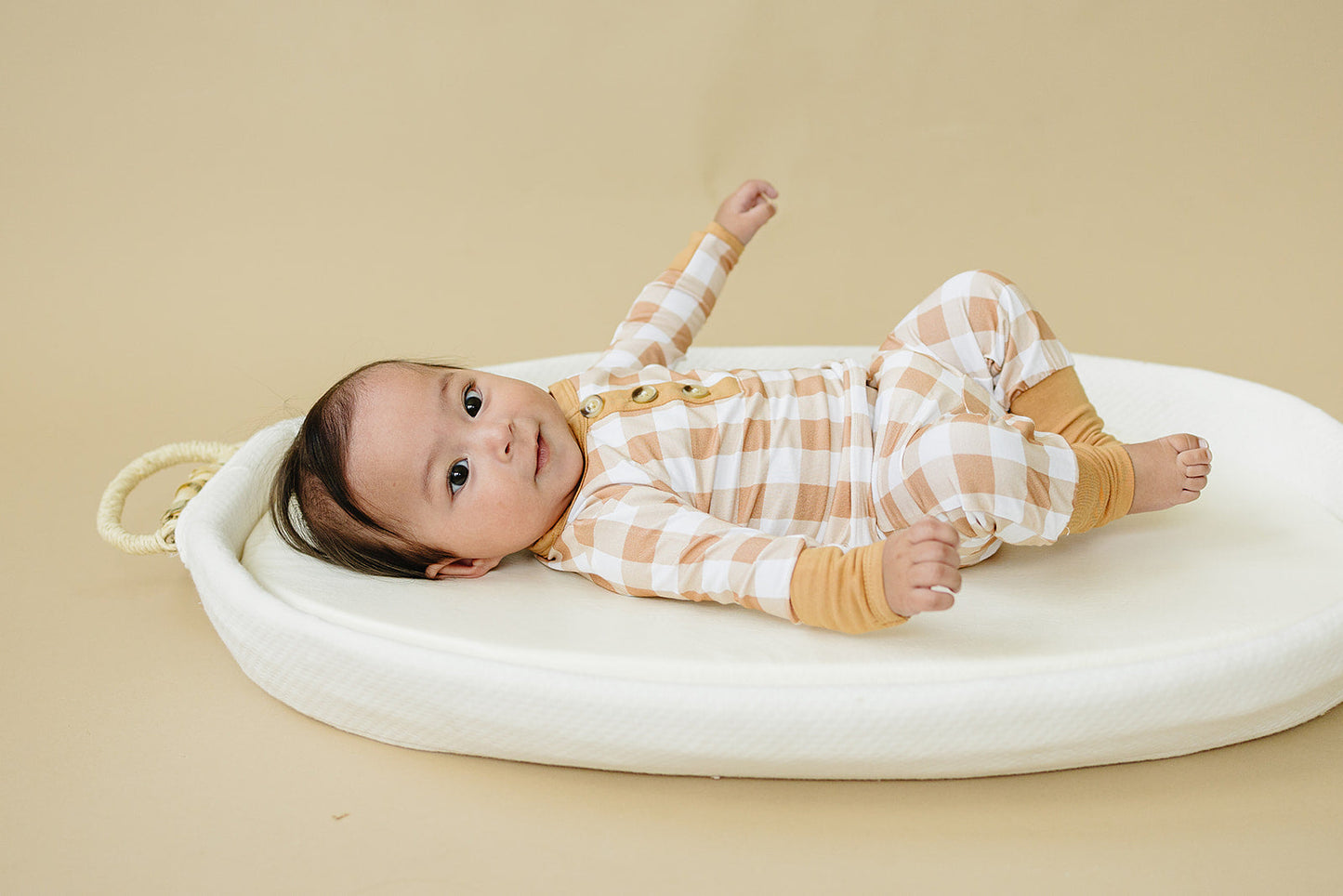 Golden Gingham 2pc Henley Bamboo Pajamas - Sizes Newborn & Up
