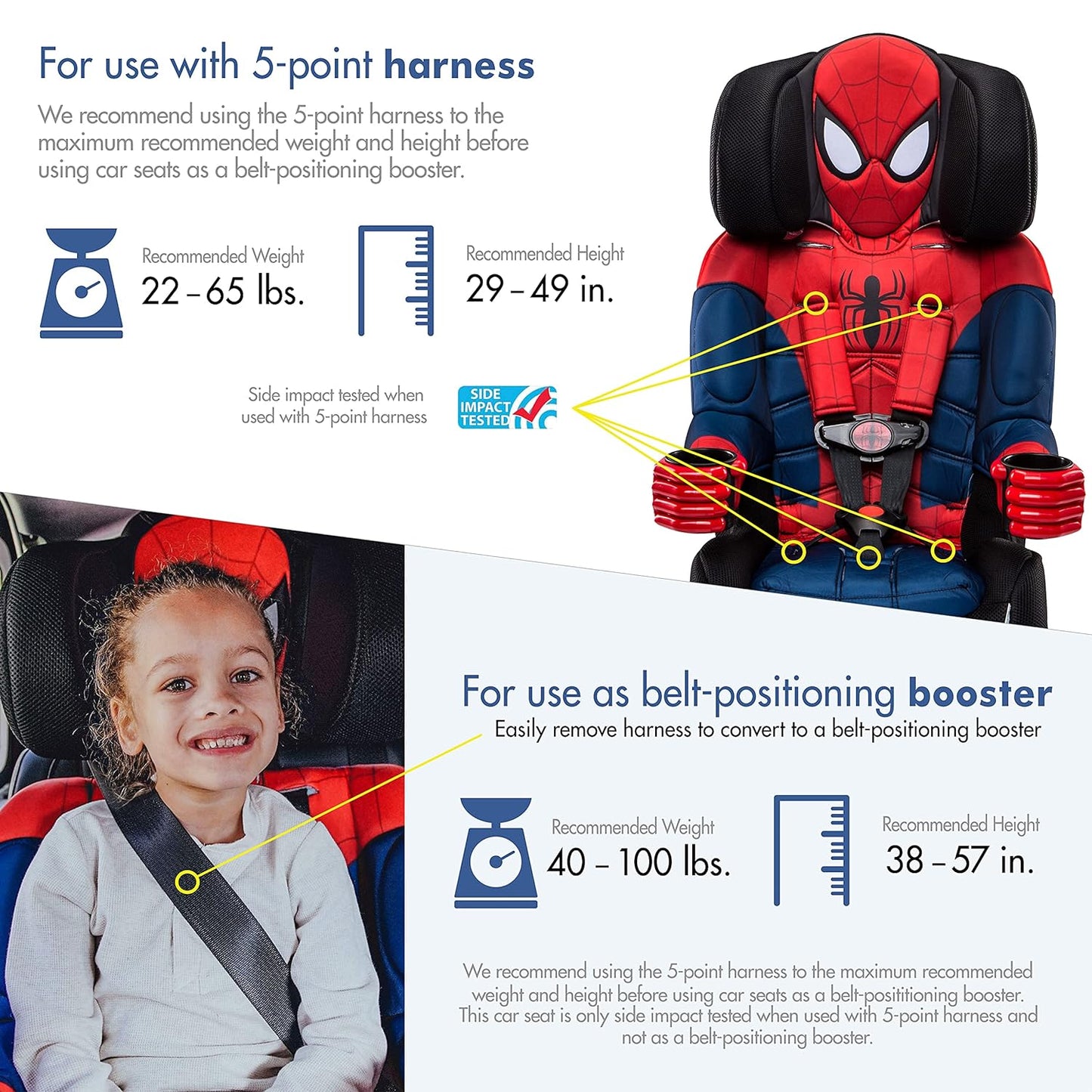 Spider-Man 2-in-1 Harness Booster Car Seat