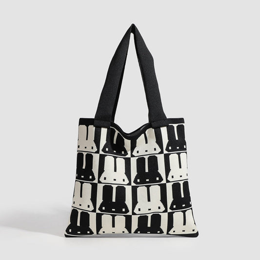 Rabbit tote bag women, autumn and winter simple fashion handbag, versatile commuter shoulder underarm bag