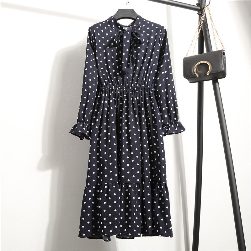 Long Sleeve Floral Print Chiffon Dress - Medium Lace Up Slim Fit Women's Dress
