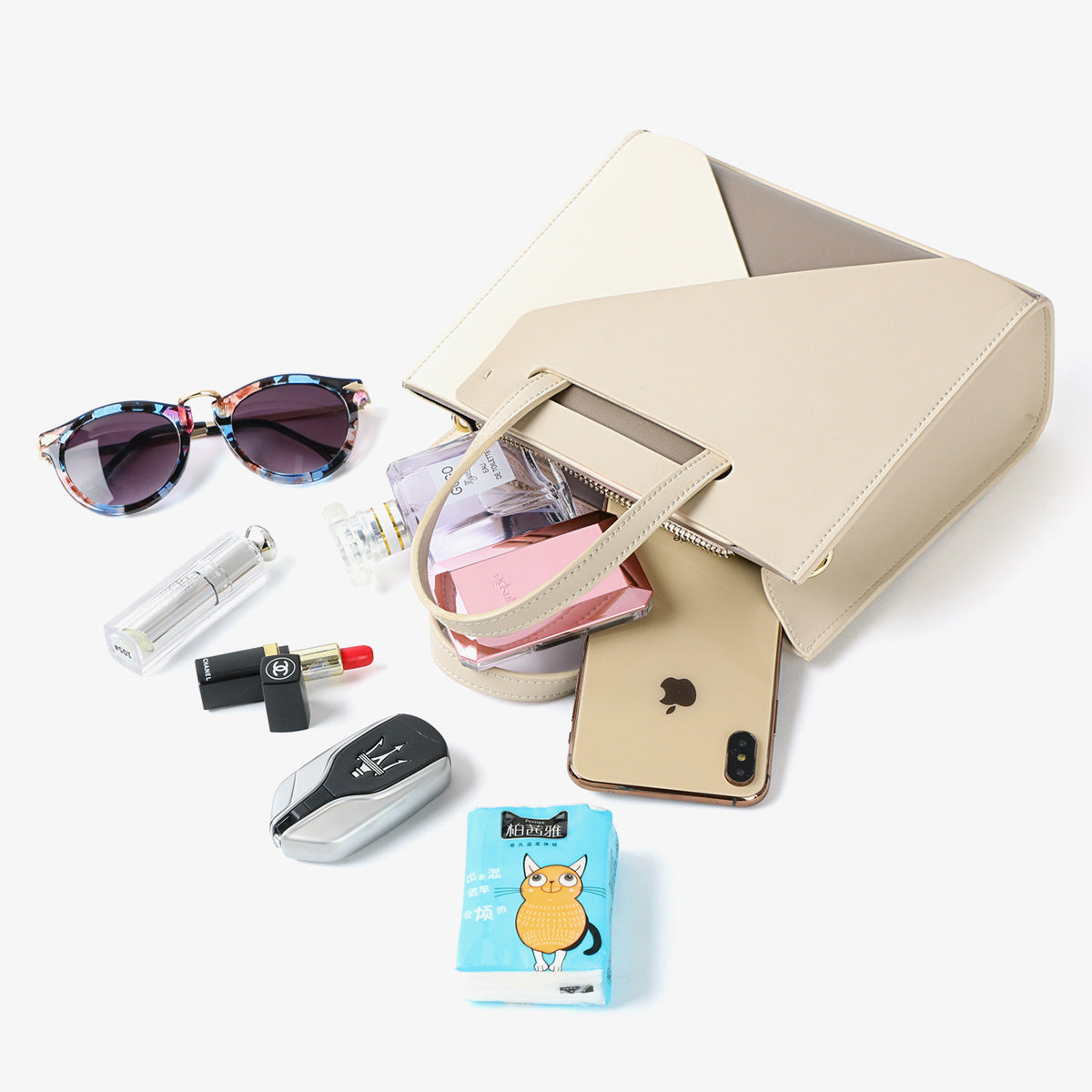 Geunine leather ladies shoulder bag crossbody large capacity simple handbag tote bag 8866