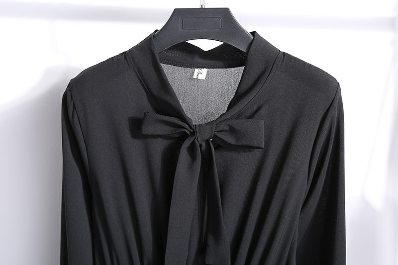 Long Sleeve Floral Print Chiffon Dress - Medium Lace Up Slim Fit Women's Dress