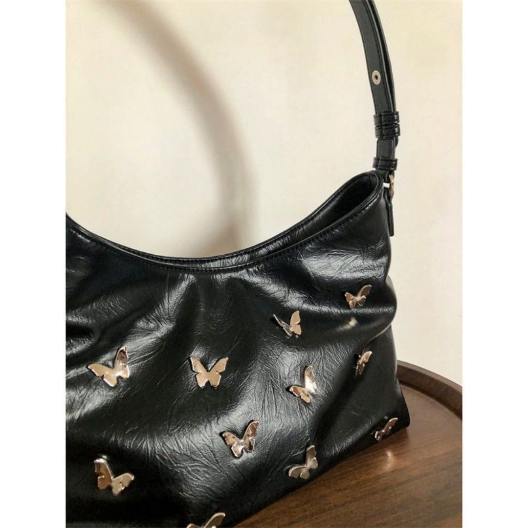 Stylish Textured Underarm Bag – Cool Bow Tote Bag for Females, Versatile Shoulder Hobo Bag, Portable Daily Companion