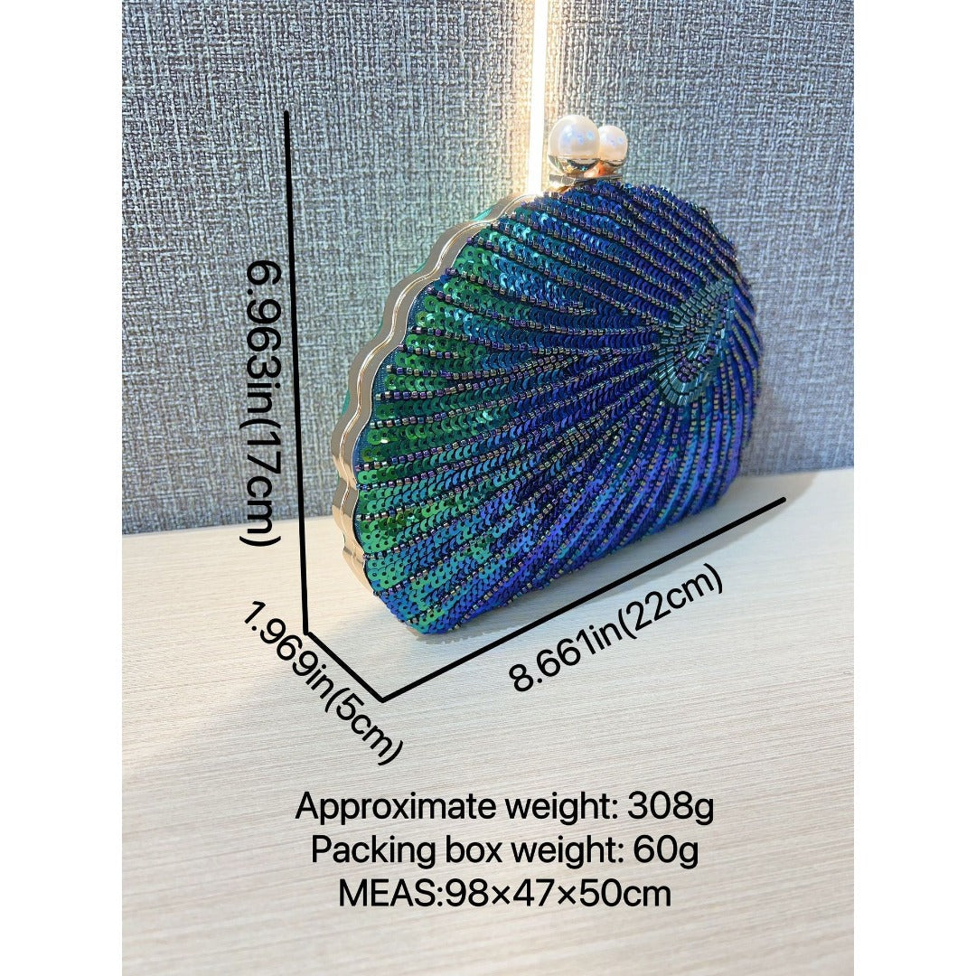 Elegant Retro Beaded Clam clutch