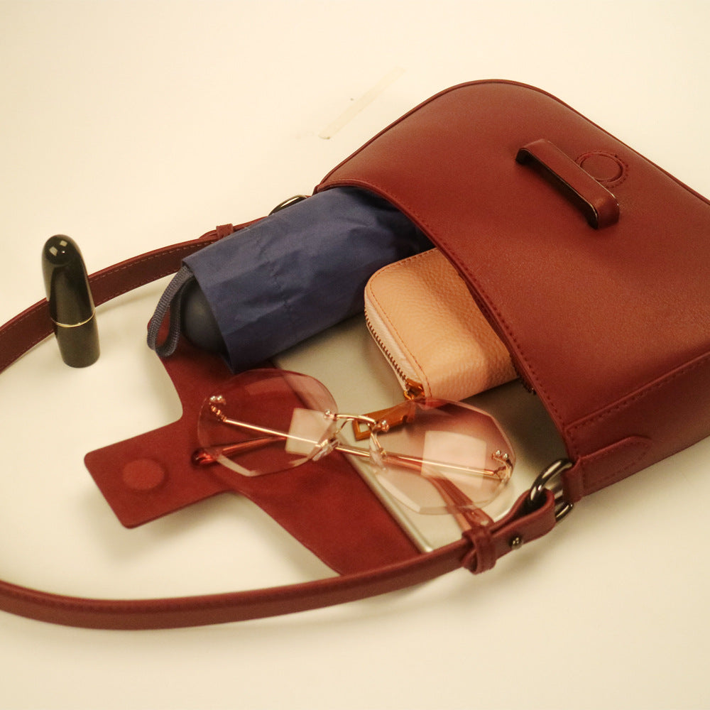 Genuine leather small shoulder bag for women trendy classic style hobo