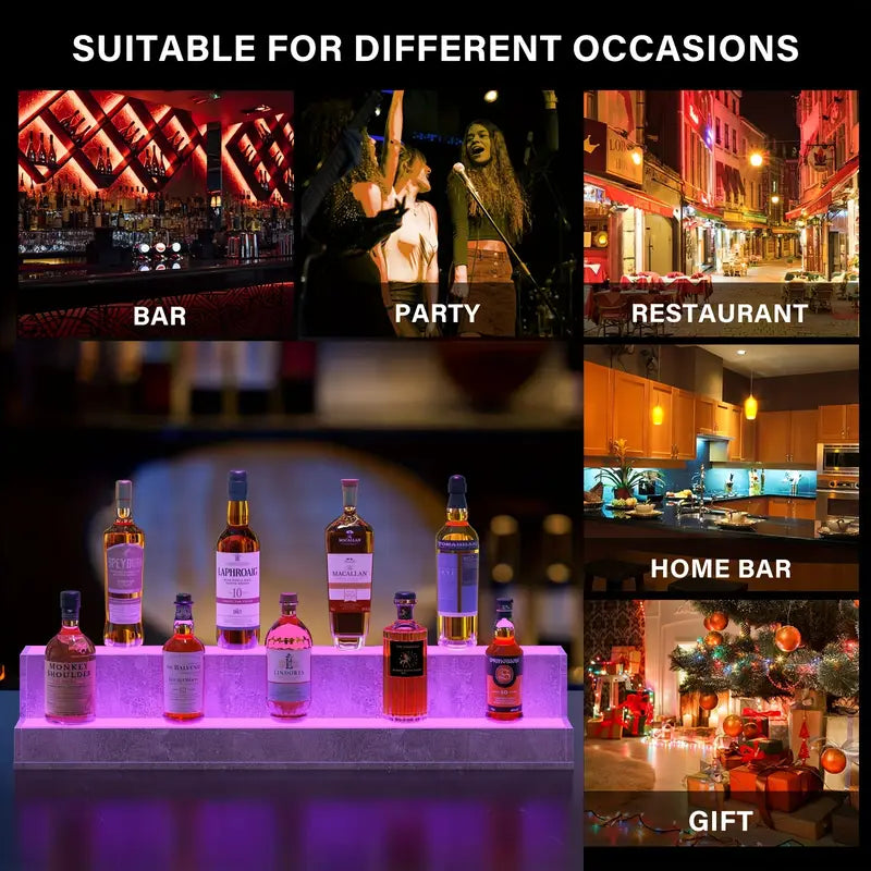 LED Liquor Bottle Display Shelf – App & Remote-Controlled Bar Stand 38-Inch