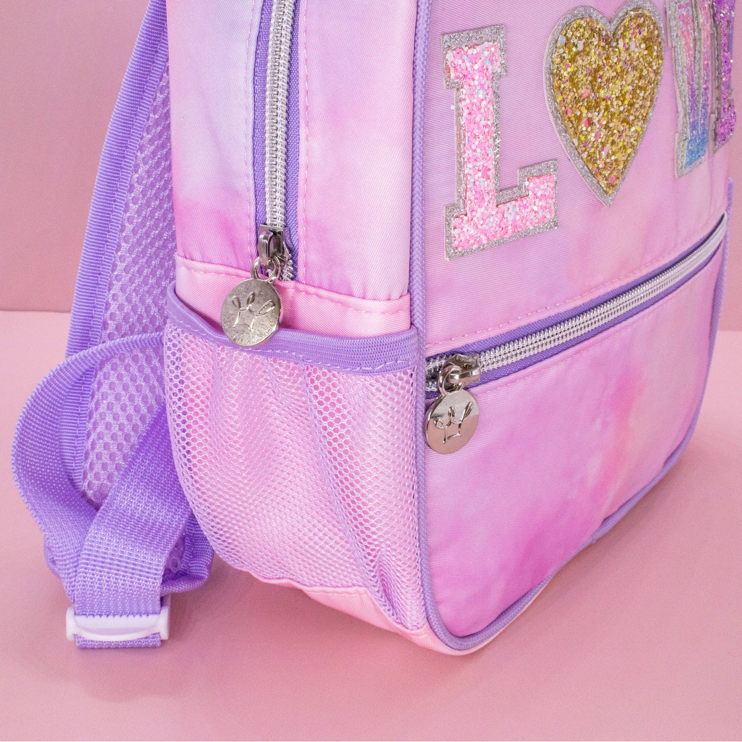 Girls Backpack with Glitter Varsity Letters - Mini Tie Dye