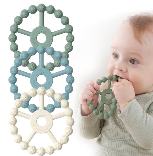 Baby Teether Rings Blue 3pk