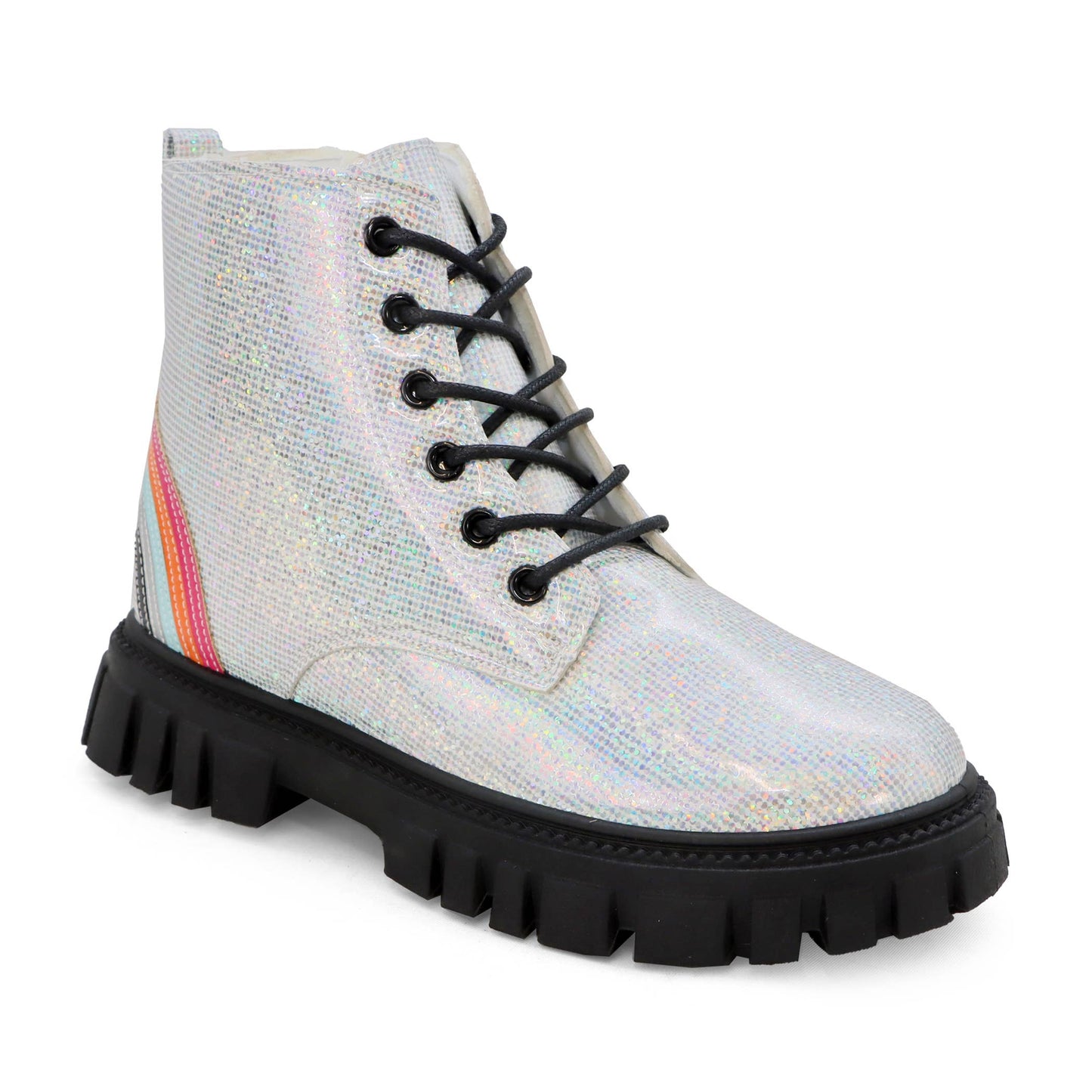 LOLITA-Girls Glitter Rainbow Combat Boot