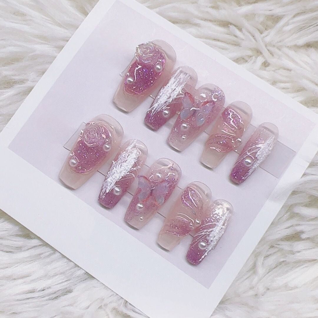 0942- Handmade press on nails