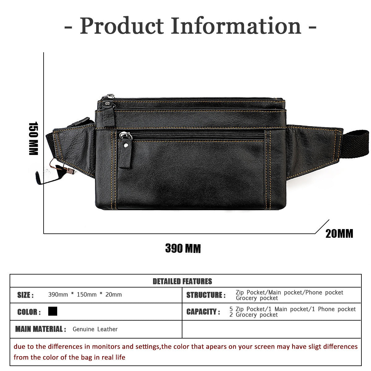 Multifunctional Genuine Leather Chest Bag & Waist Bag Unisex