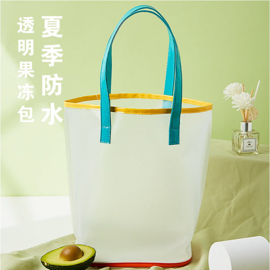 Frosted translucent PVC jelly bag, portable large-capacity beach bag, swimming bag,