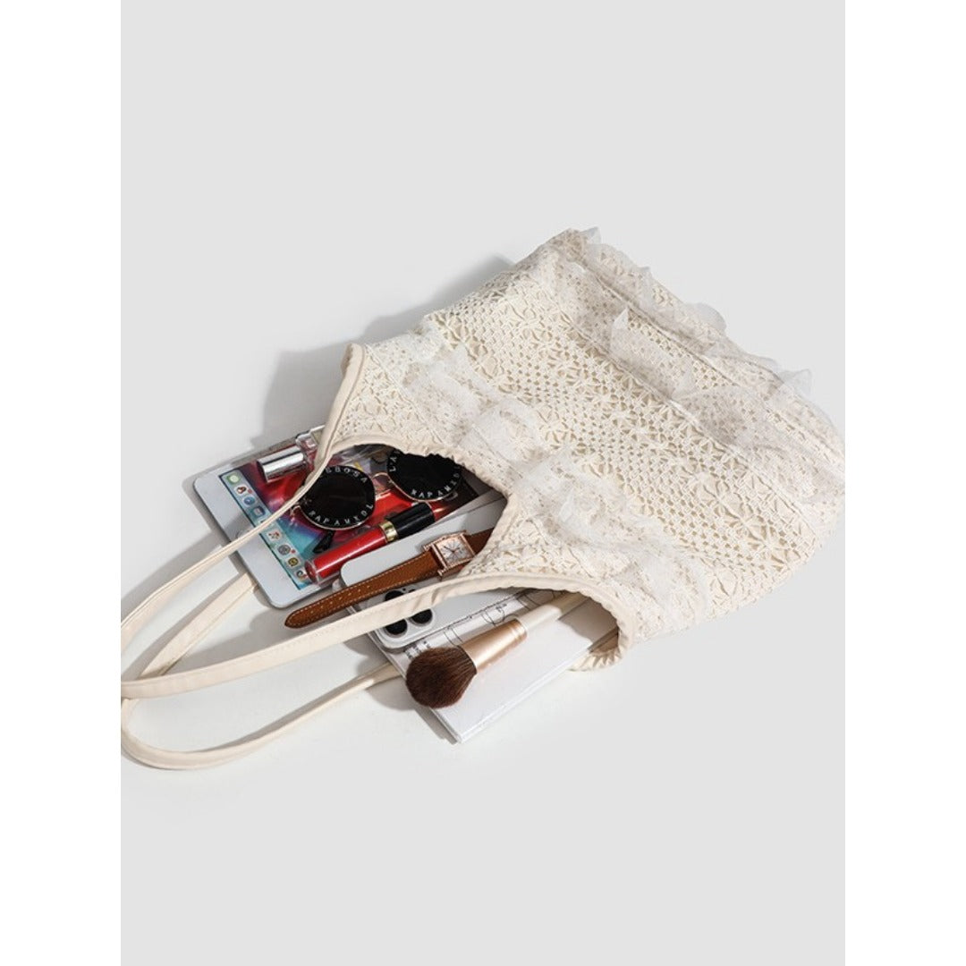 Summer woven bag casual vacation large capacity shoulder bag lace mesh underarm bag beach bag summer purse hobo