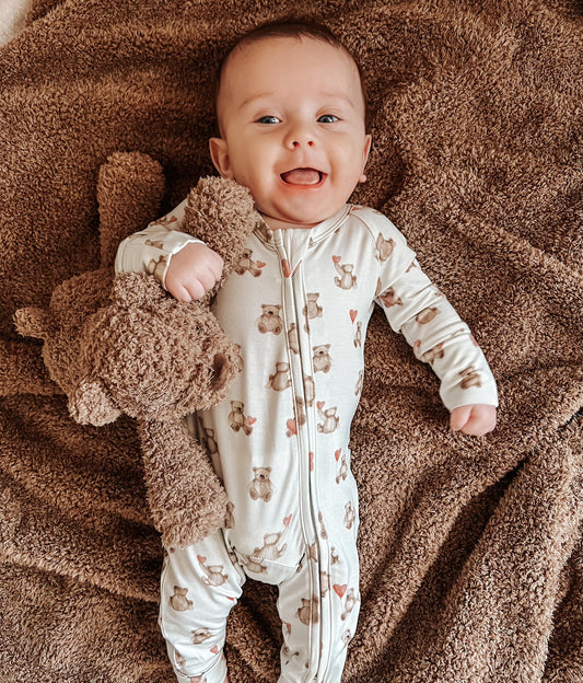 Valentine's Teddy Bear Bamboo Zippy Pajamas