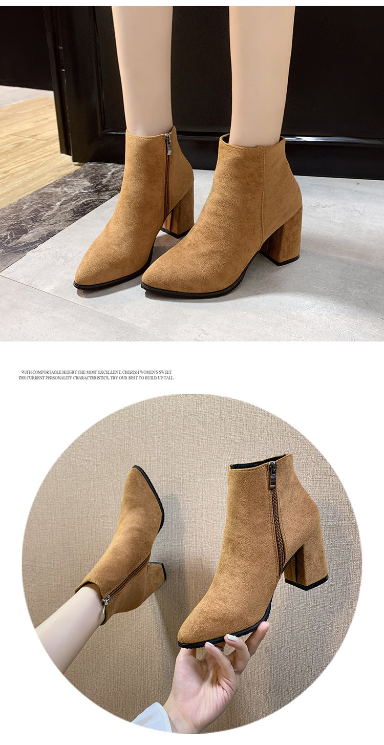 Women's Stacked Heel Ankle Bootie Shoes