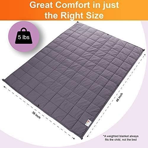 5 Lbs Weighted Blanket for Kids with Removable Cover - 36" x 48"