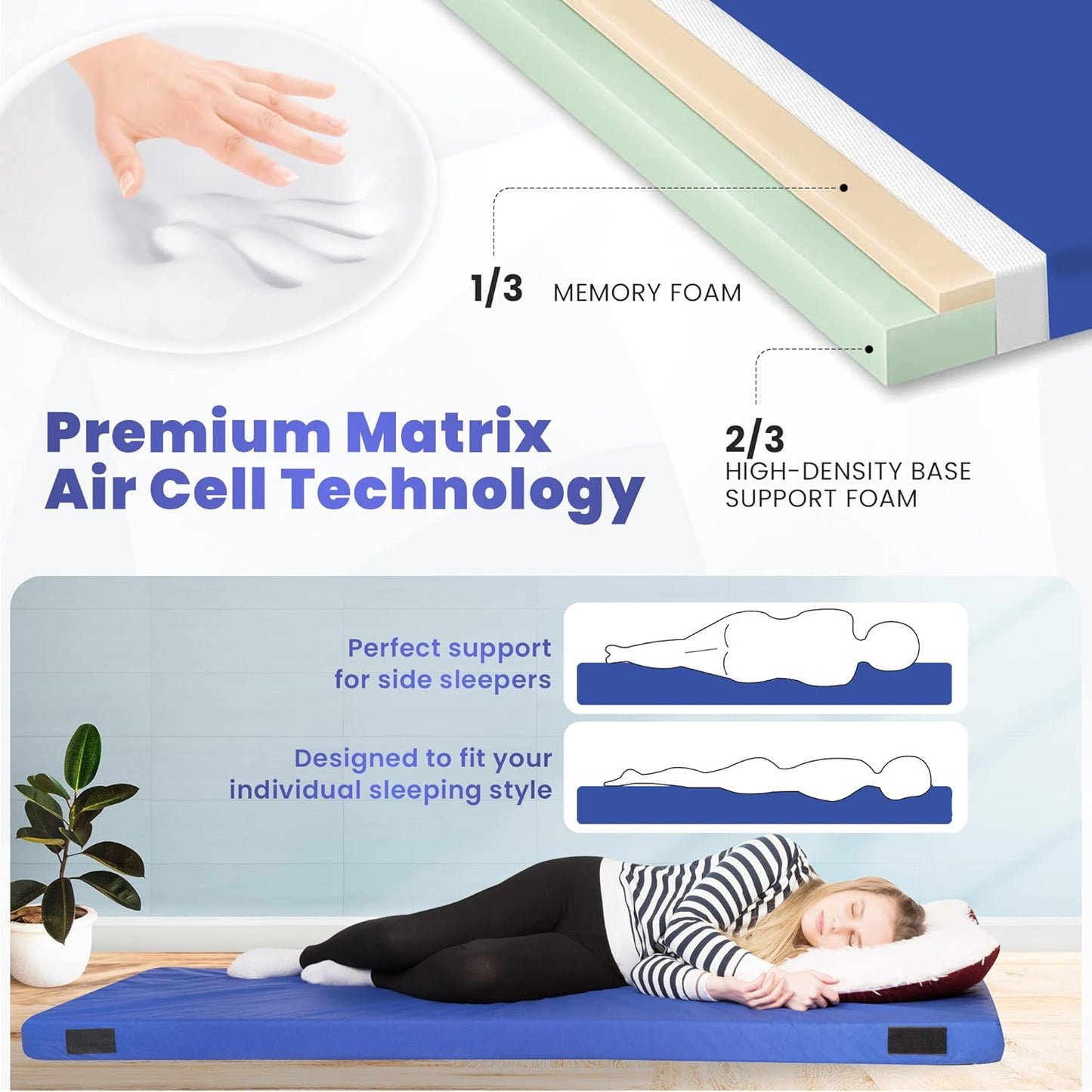 Home Bed Comfort with the Matrix Air-Cell Memory Foam Camping Mattress