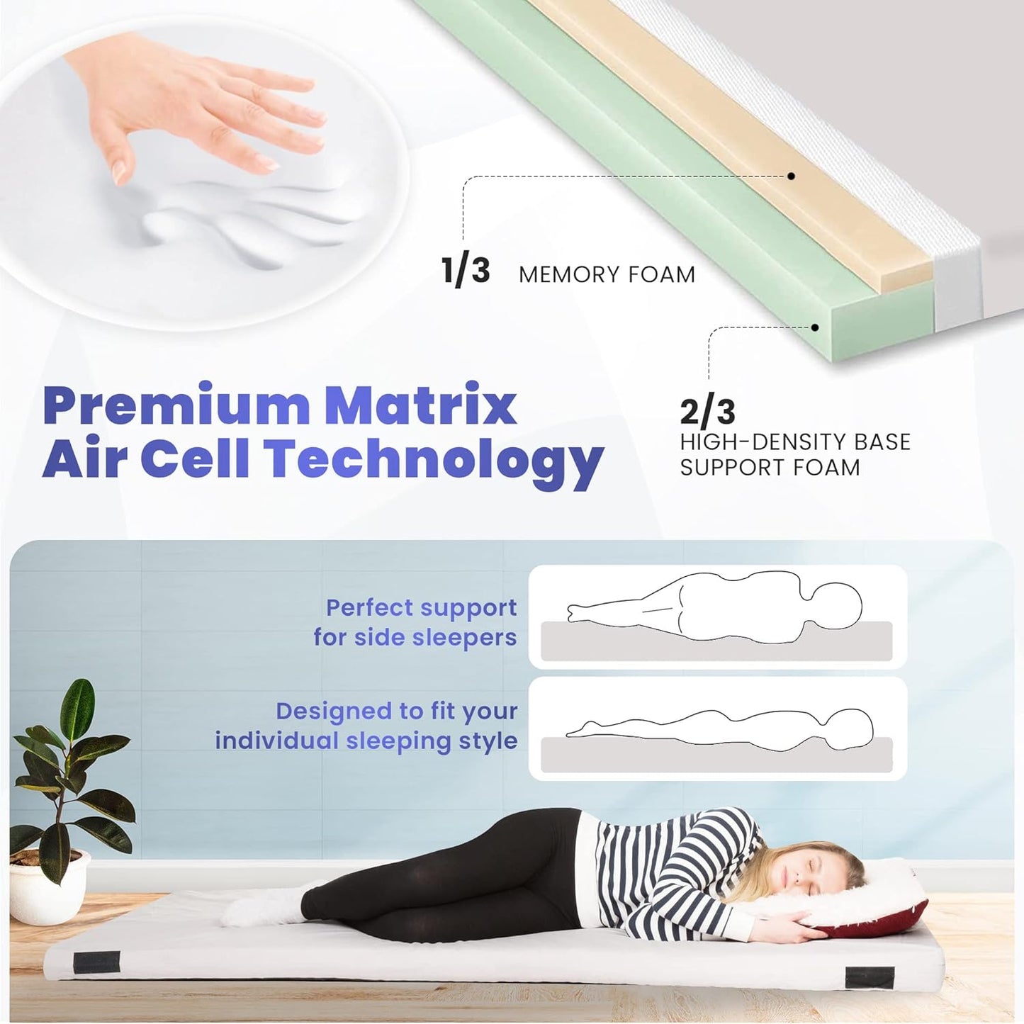 Home Bed Comfort with the Matrix Air-Cell Memory Foam Camping Mattress