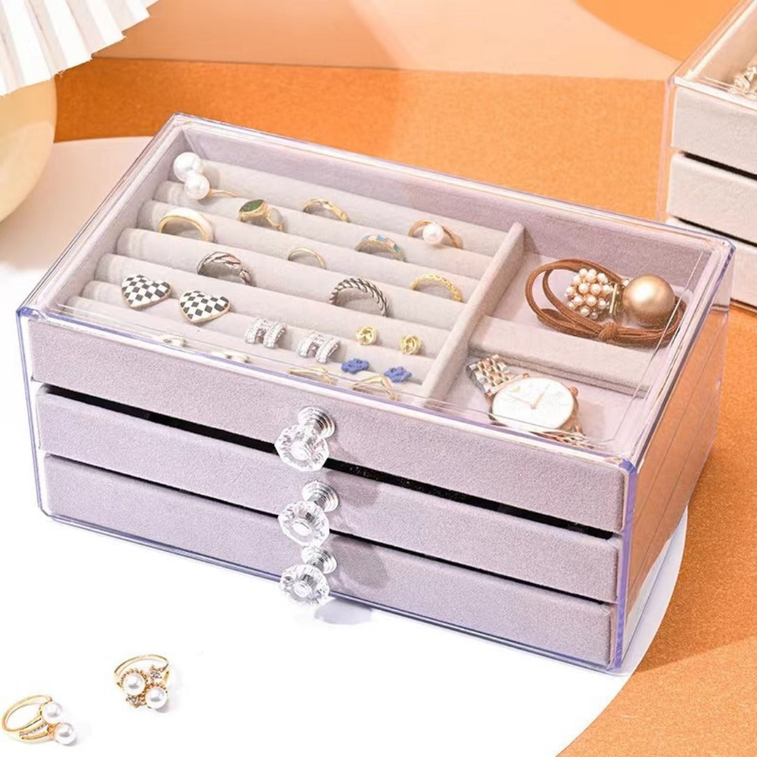 Multi-layer anti-oxidation jewelry box, earrings necklace bracelet jewelry storage box large capacity