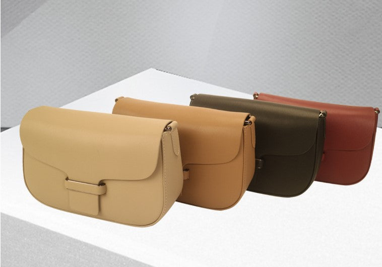 Genuine leather small shoulder bag for women trendy classic style hobo