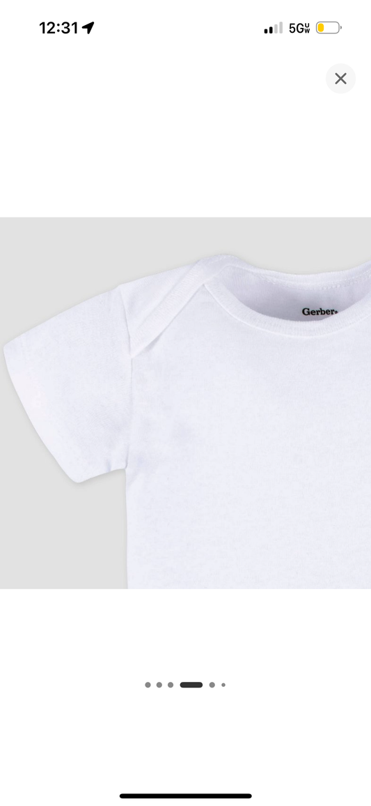 Gerber 4pk Onesies White