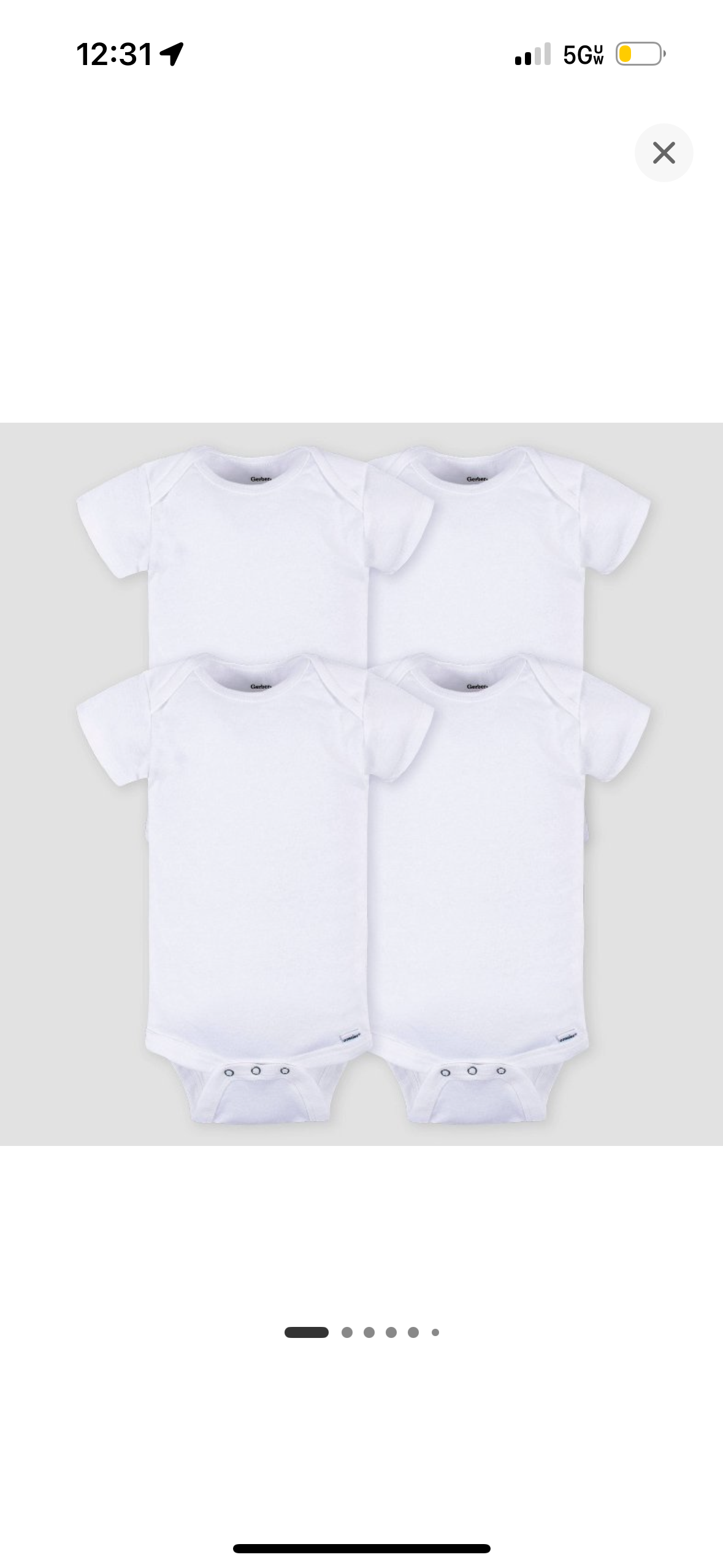 Gerber 4pk Onesies White