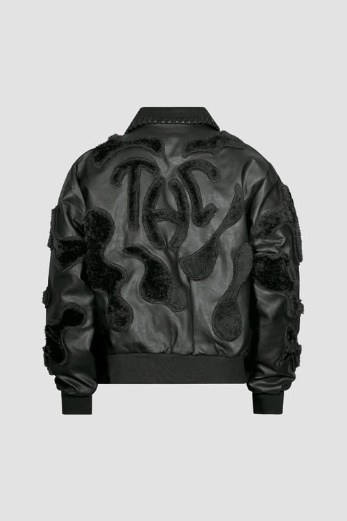 Faux Fur Vegan Leather Camouflage Jacket
