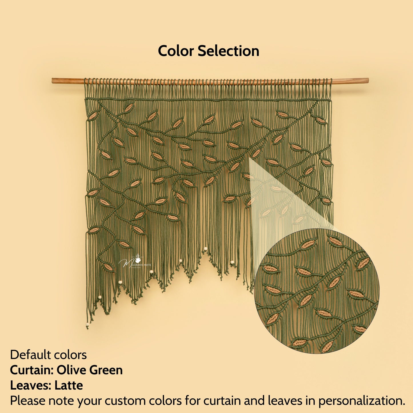 Aura Olive Latte Macrame Window Curtain