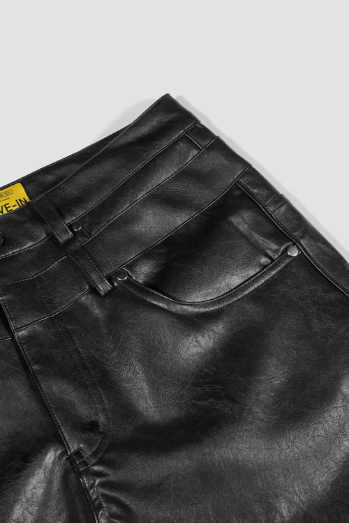 Faux Fur Vegan Leather Double Jeans