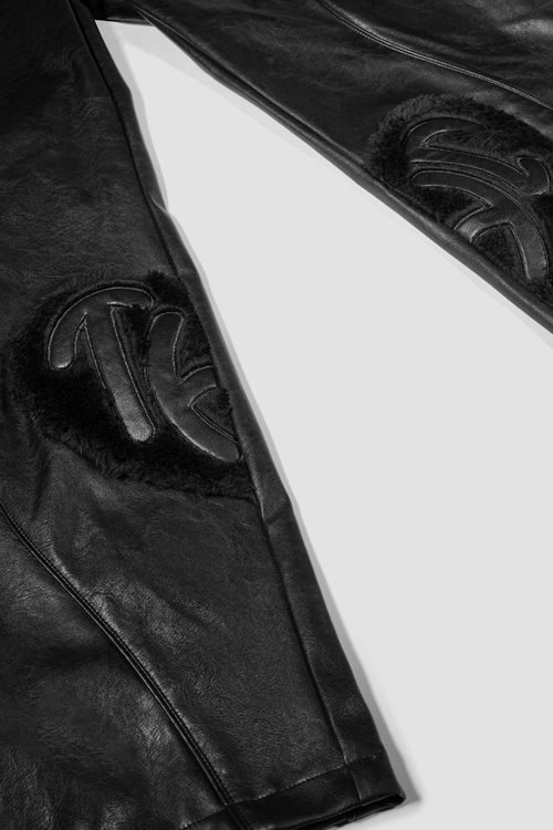 Faux Fur Vegan Leather Double Jeans