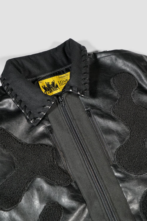 Faux Fur Vegan Leather Camouflage Jacket