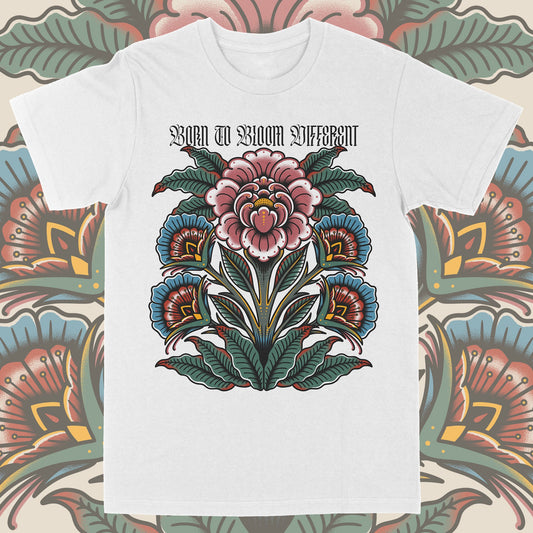 Bloom Different T-Shirt – Traditional Tattoo Flower Design