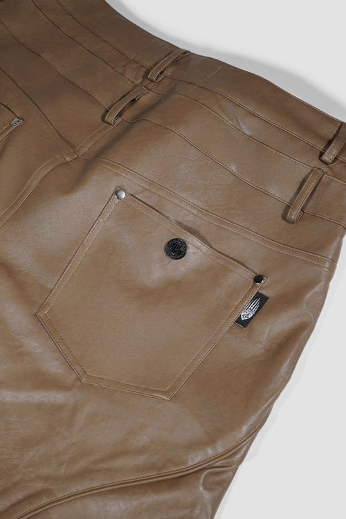 Faux Fur Vegan Leather Double Jeans