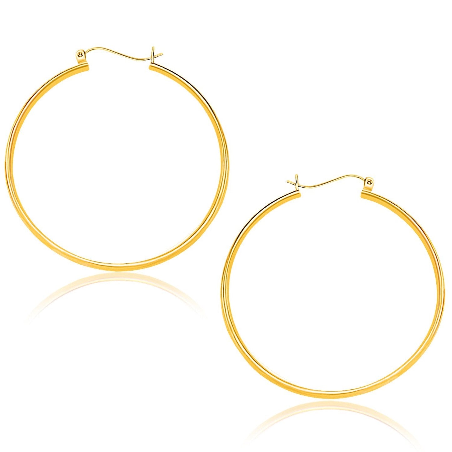 Yellow Gold Polished Hoop Earrings (40mm) 10k