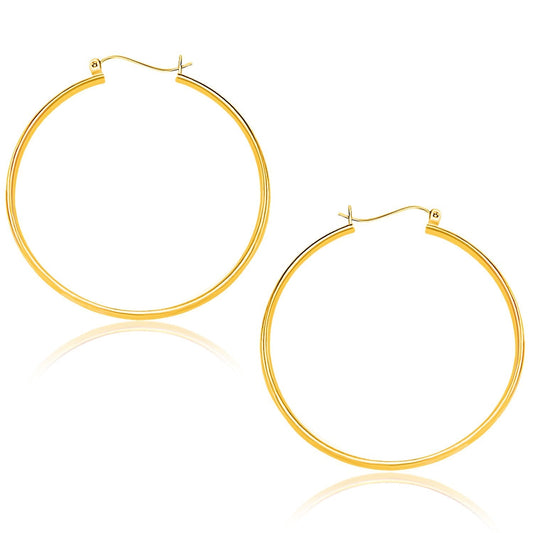 Yellow Gold Polished Hoop Earrings (40mm) 10k