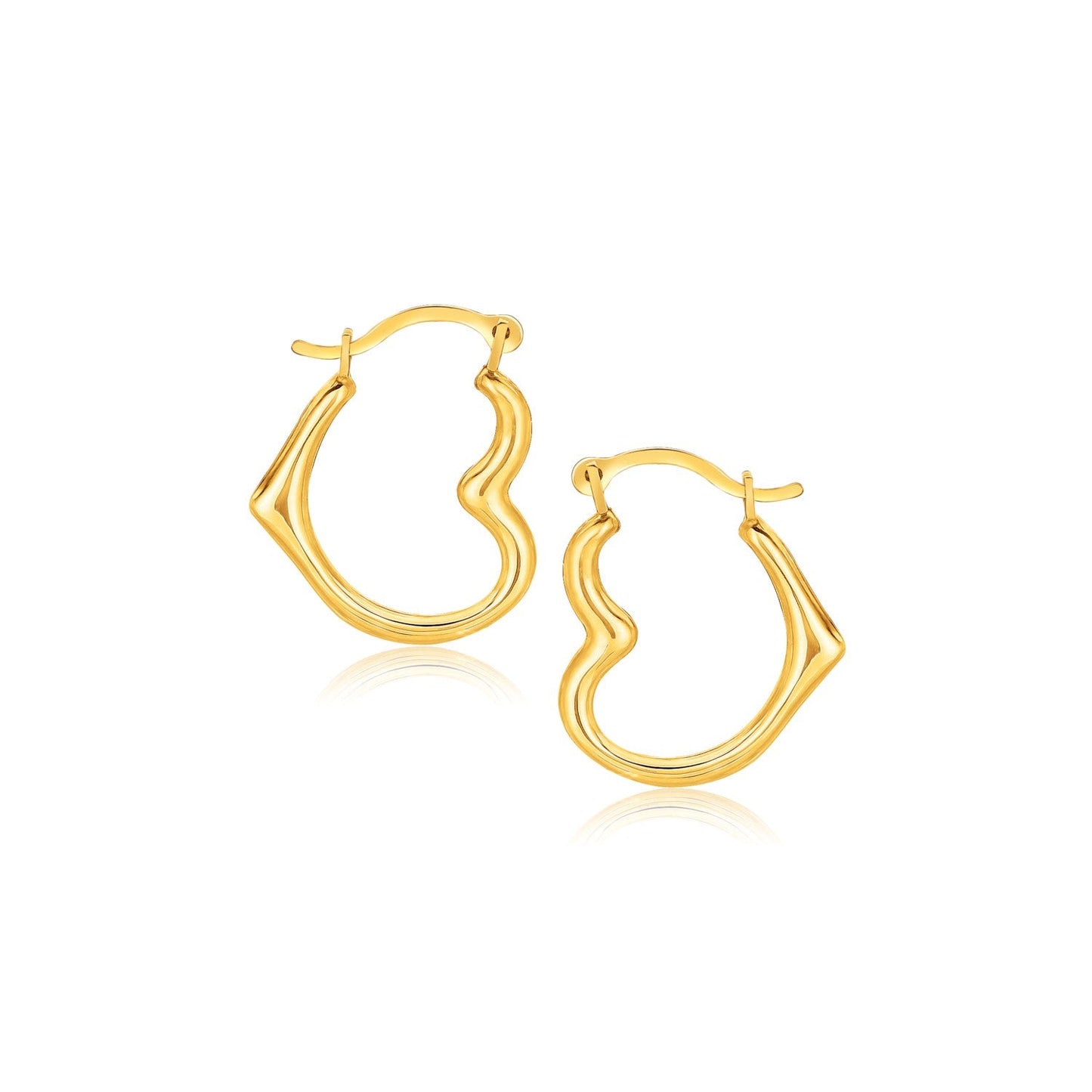Yellow Gold Heart Hoop Earrings 10k